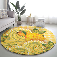Hawaii Palaka Round Carpet Cute Ripe Mango Turtle On The Waves DT05 - Polynesian Pride