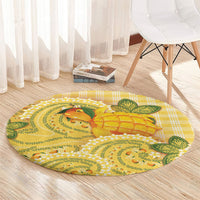Hawaii Palaka Round Carpet Cute Ripe Mango Turtle On The Waves DT05 - Polynesian Pride