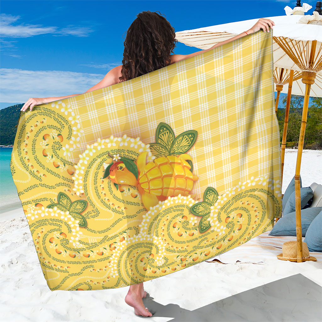Hawaii Palaka Sarong Cute Ripe Mango Turtle On The Waves DT05 One Size 44 x 66 inches Yellow - Polynesian Pride