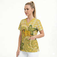 Hawaii Palaka Scrub Top Cute Ripe Mango Turtle On The Waves DT05 - Polynesian Pride