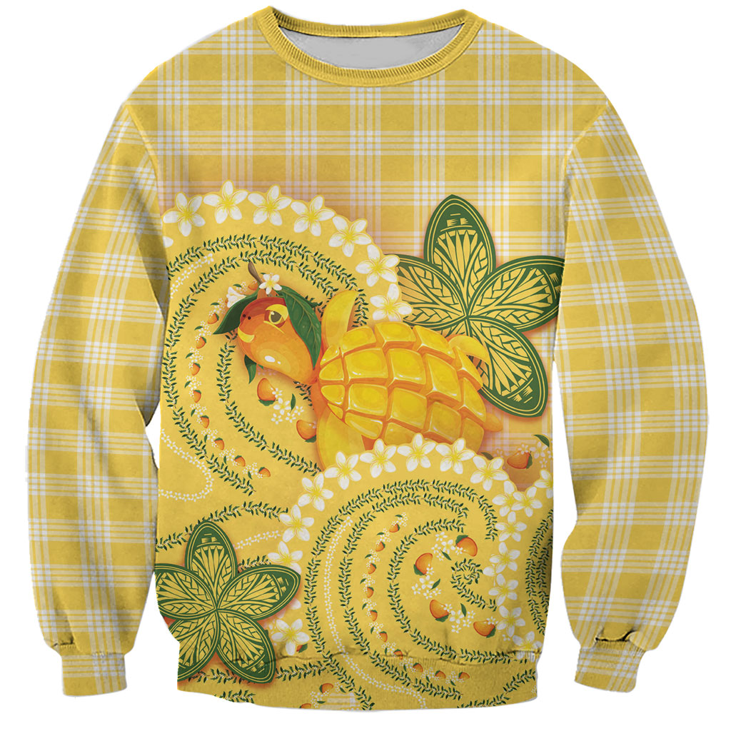 Hawaii Palaka Sweatshirt Cute Ripe Mango Turtle On The Waves DT05 Unisex Yellow - Polynesian Pride