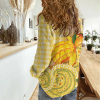Hawaii Palaka Women Casual Shirt Cute Ripe Mango Turtle On The Waves DT05 - Polynesian Pride