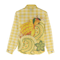 Hawaii Palaka Women Casual Shirt Cute Ripe Mango Turtle On The Waves DT05 - Polynesian Pride