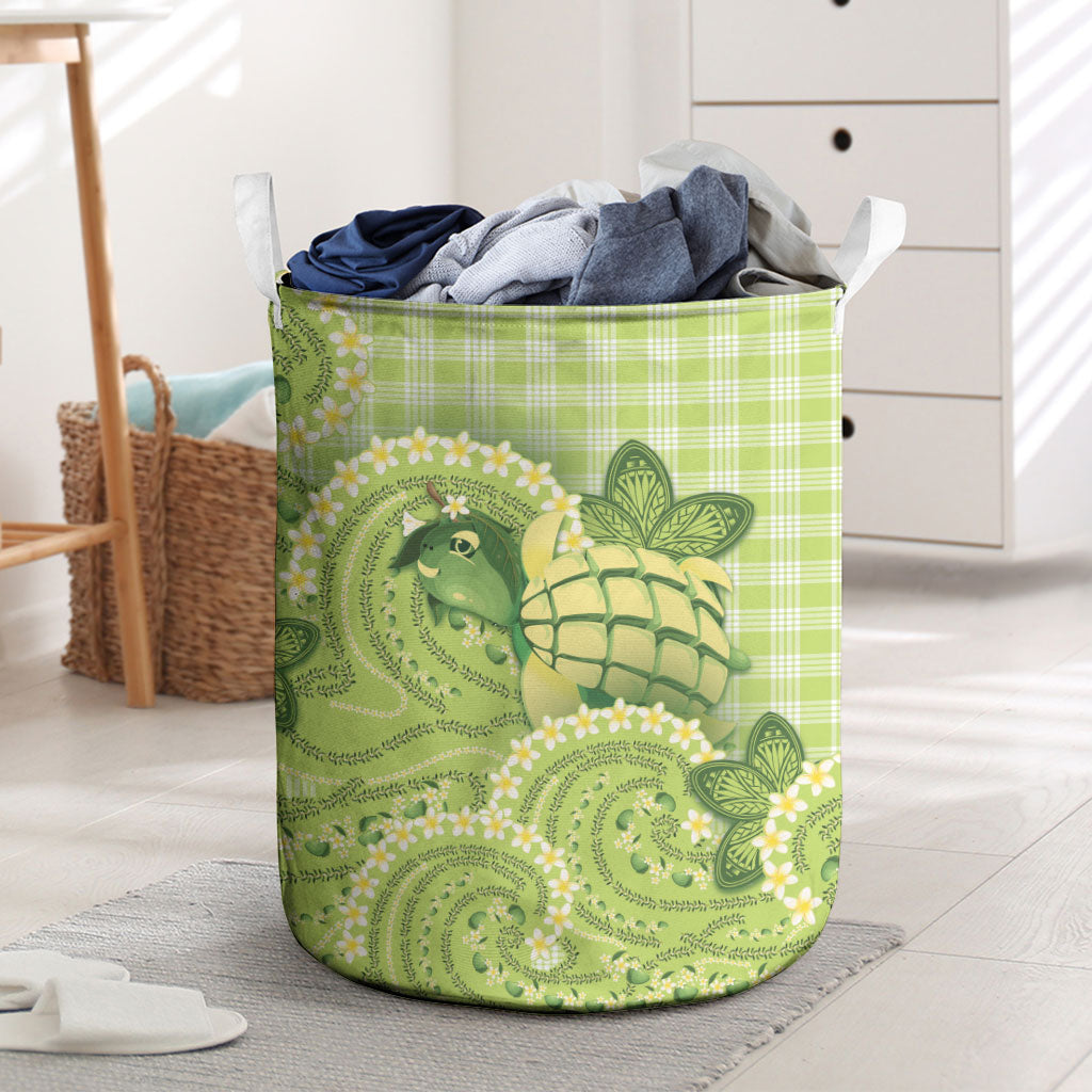 Hawaii Palaka Laundry Basket Cute Green Mango Turtle On The Waves DT05 Green - Polynesian Pride