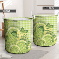 Hawaii Palaka Laundry Basket Cute Green Mango Turtle On The Waves DT05 - Polynesian Pride