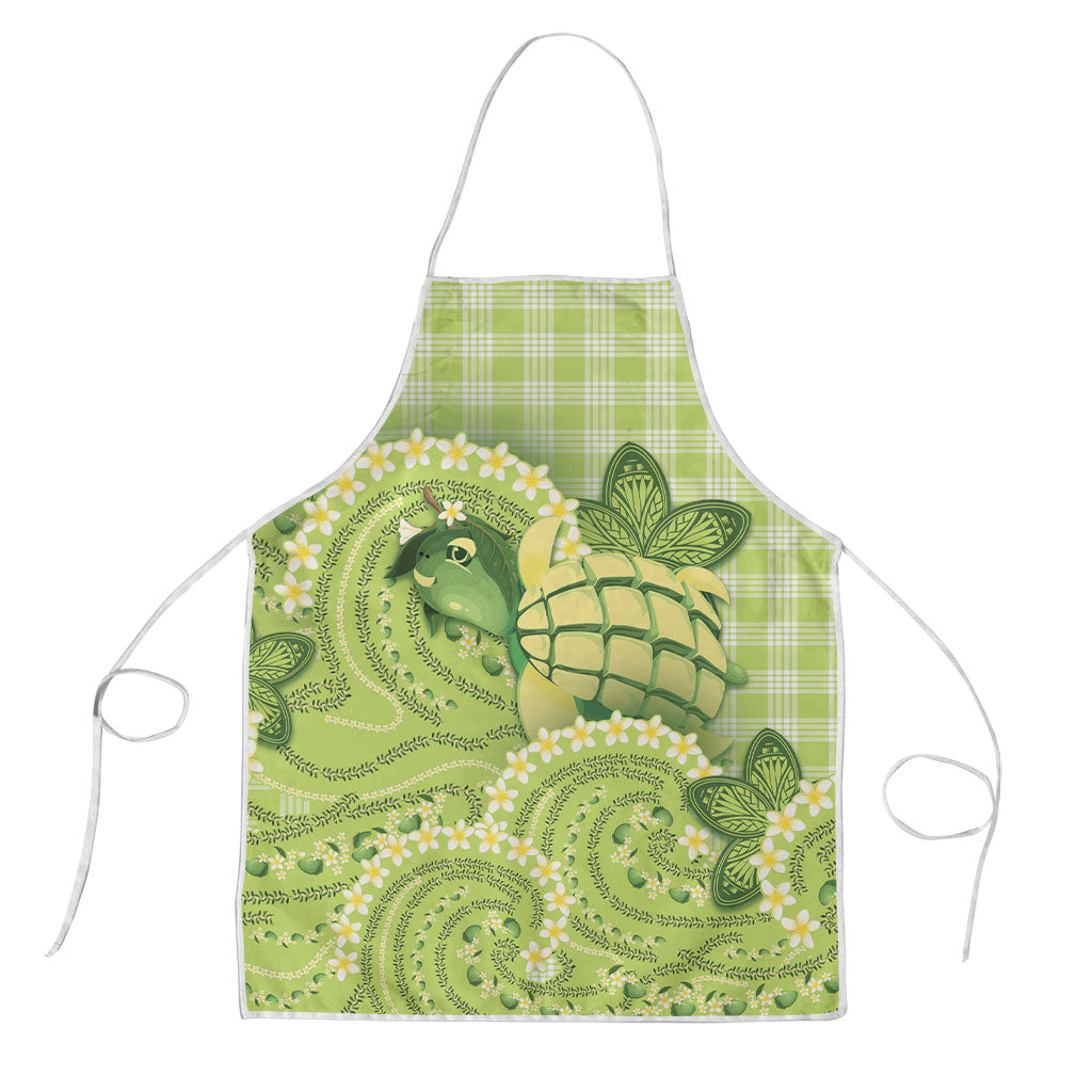 Hawaii Palaka Apron Cute Green Mango Turtle On The Waves DT05 Green - Polynesian Pride