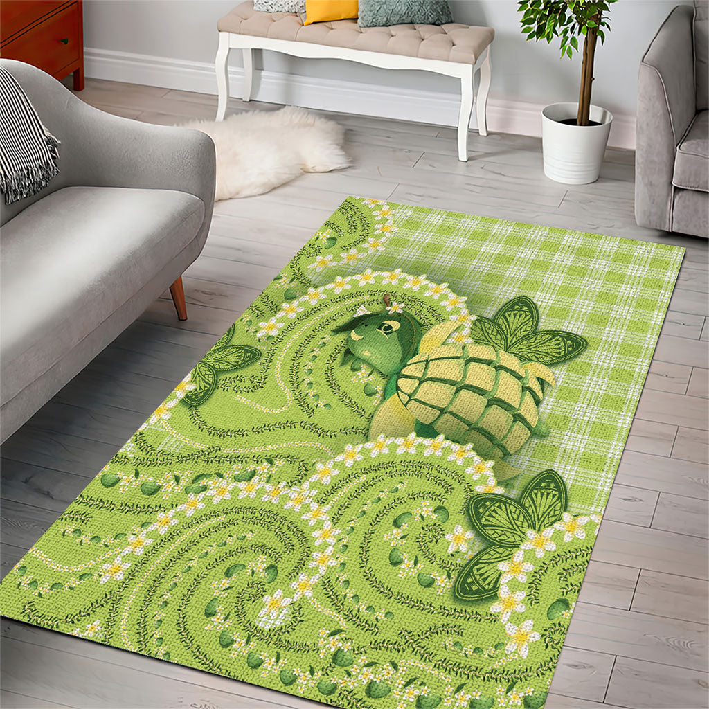 Hawaii Palaka Area Rug Cute Green Mango Turtle On The Waves DT05 - Polynesian Pride