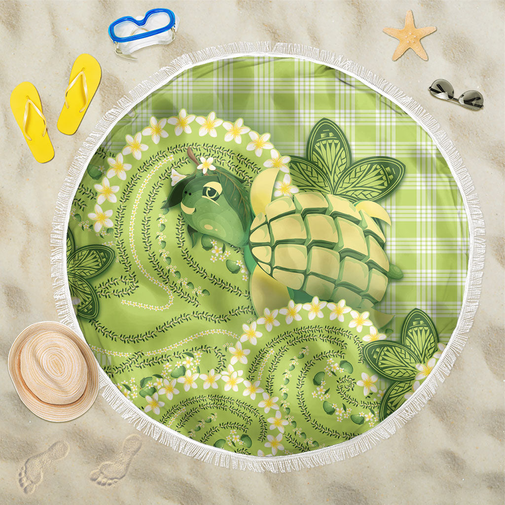 Hawaii Palaka Beach Blanket Cute Green Mango Turtle On The Waves DT05 One Size 150cm Green - Polynesian Pride