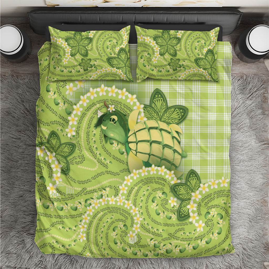 Hawaii Palaka Bedding Set Cute Green Mango Turtle On The Waves DT05 Green - Polynesian Pride