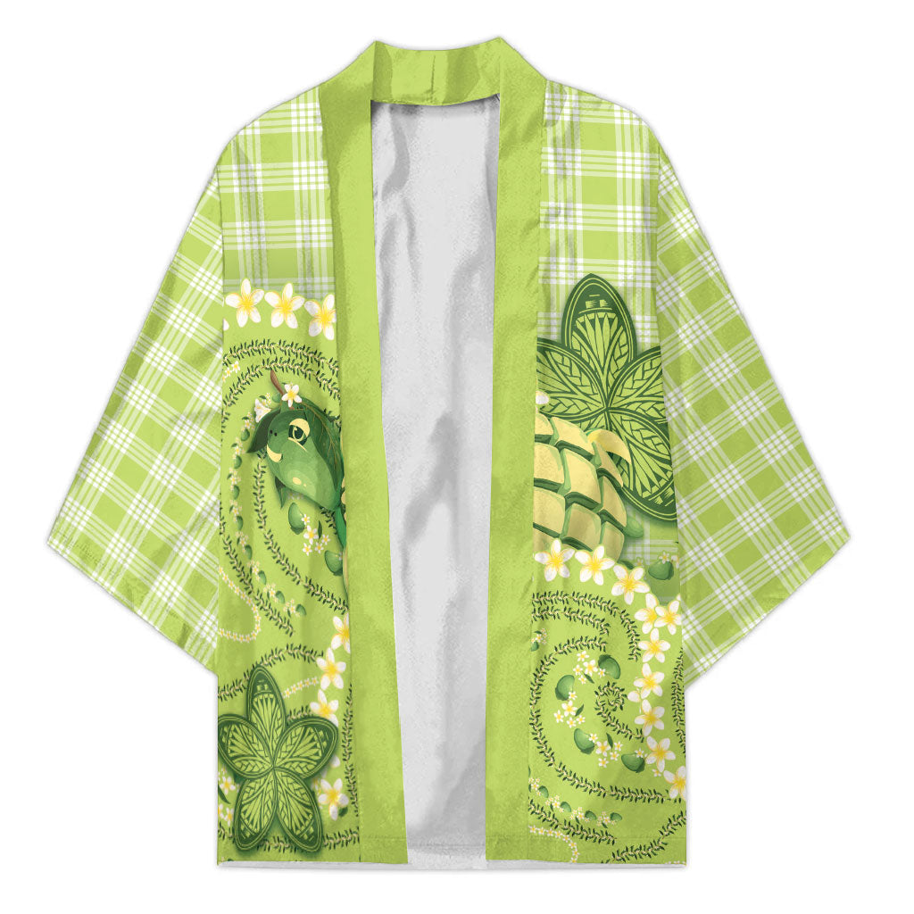 Hawaii Palaka Kimono Cute Green Mango Turtle On The Waves DT05 Unisex Green - Polynesian Pride