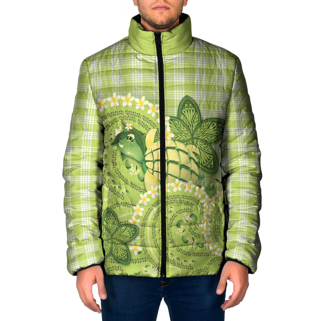 Hawaii Palaka Padded Jacket Cute Green Mango Turtle On The Waves DT05 Men Green - Polynesian Pride