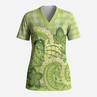 Hawaii Palaka Scrub Top Cute Green Mango Turtle On The Waves DT05 Adult Green - Polynesian Pride