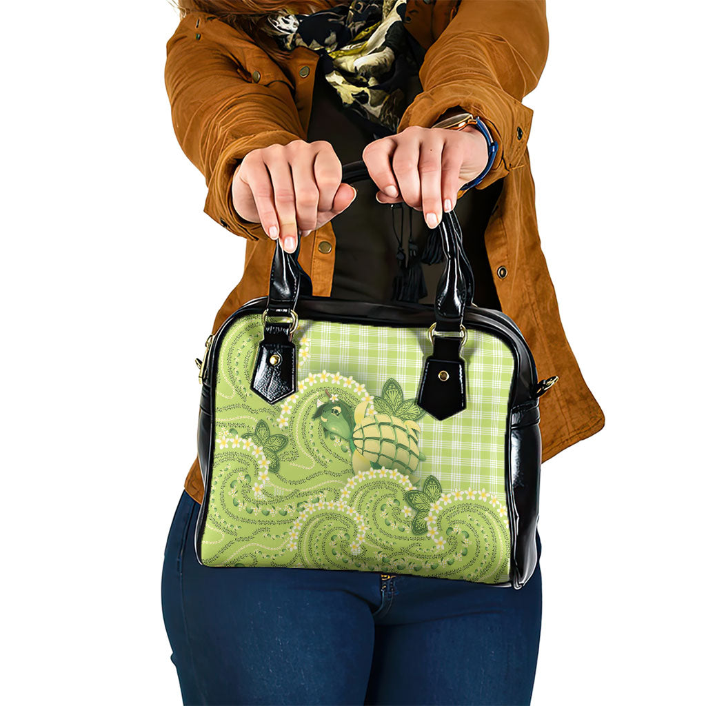 Hawaii Palaka Shoulder Handbag Cute Green Mango Turtle On The Waves DT05 One Size Green - Polynesian Pride