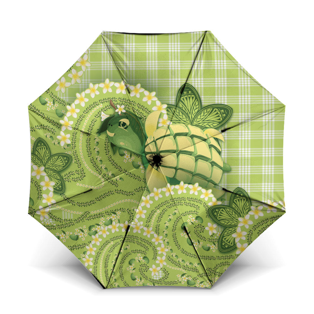 Hawaii Palaka Umbrella Cute Green Mango Turtle On The Waves DT05 One Size Folded 11.42 inch Opened Diameter 37.4 inch Green - Polynesian Pride