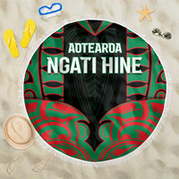 Aotearoa Ngati Hine Beach Blanket Maori Pattern New Zealand DT05 One Size 150cm Green - Polynesian Pride