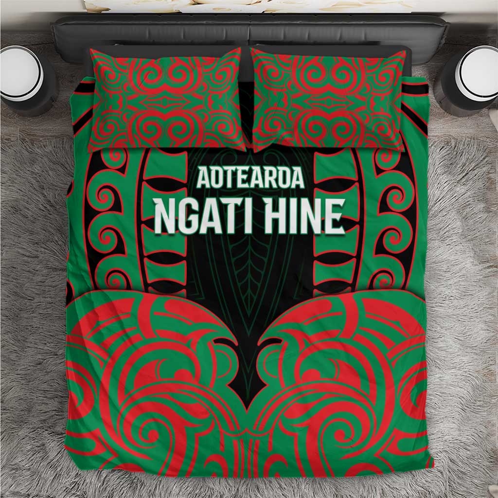 Aotearoa Ngati Hine Bedding Set Maori Pattern New Zealand DT05 Green - Polynesian Pride