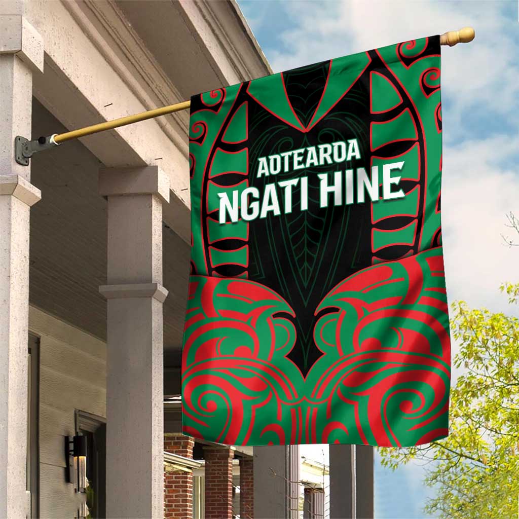 Aotearoa Ngati Hine Garden Flag Maori Pattern New Zealand DT05 House Flag Green - Polynesian Pride