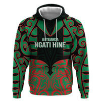 Custom Aotearoa Ngati Hine Hoodie Maori Pattern New Zealand DT05 Pullover Hoodie Green - Polynesian Pride