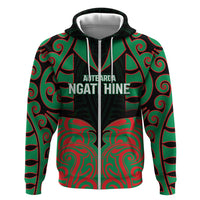 Custom Aotearoa Ngati Hine Hoodie Maori Pattern New Zealand DT05 Zip Hoodie Green - Polynesian Pride