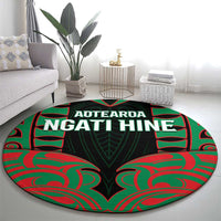 Aotearoa Ngati Hine Round Carpet Maori Pattern New Zealand DT05 - Polynesian Pride