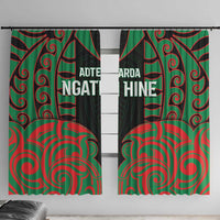 Aotearoa Ngati Hine Window Curtain Maori Pattern New Zealand DT05 With Hooks Green - Polynesian Pride