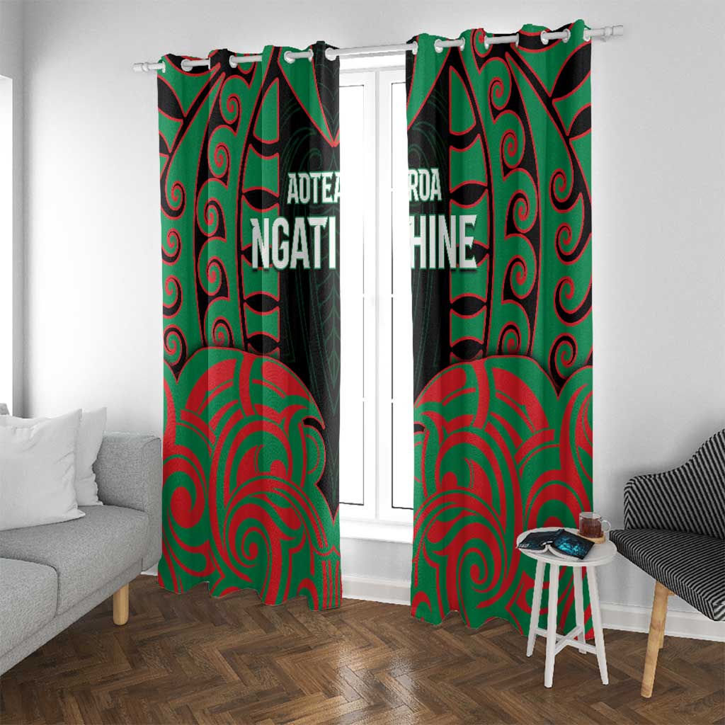 Aotearoa Ngati Hine Window Curtain Maori Pattern New Zealand DT05 With Grommets Green - Polynesian Pride