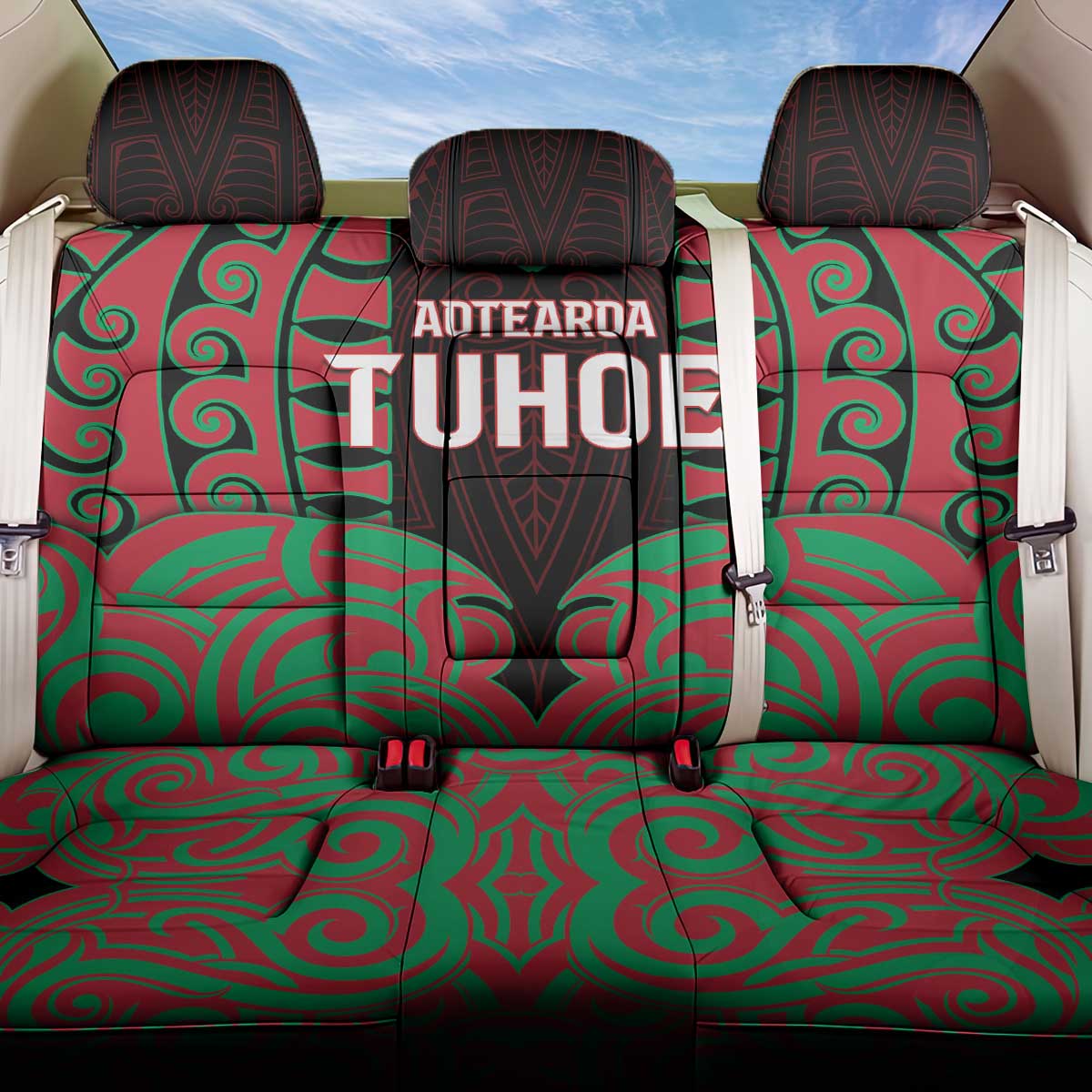 Aotearoa Tuhoe Back Car Seat Cover Maori Pattern New Zealand DT05 One Size Red - Polynesian Pride