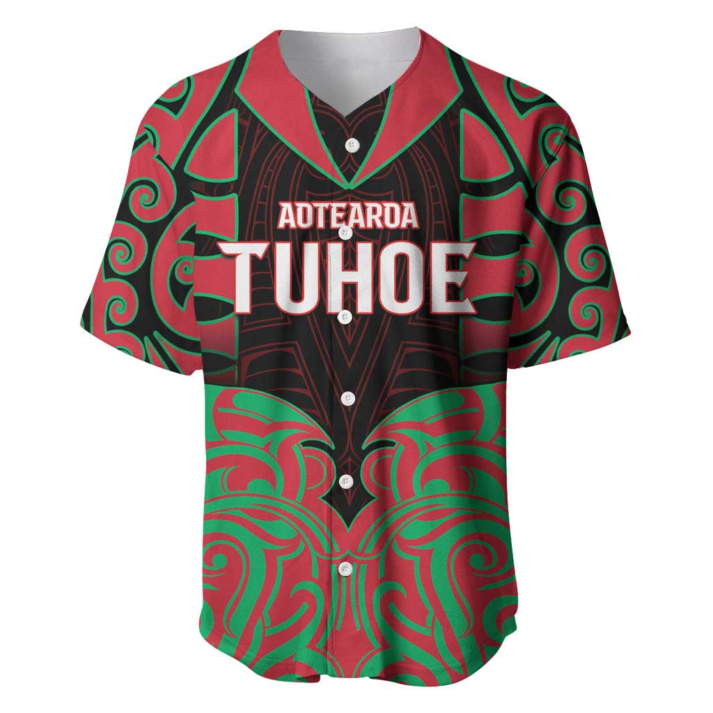 Custom Aotearoa Tuhoe Baseball Jersey Maori Pattern New Zealand DT05 Red - Polynesian Pride
