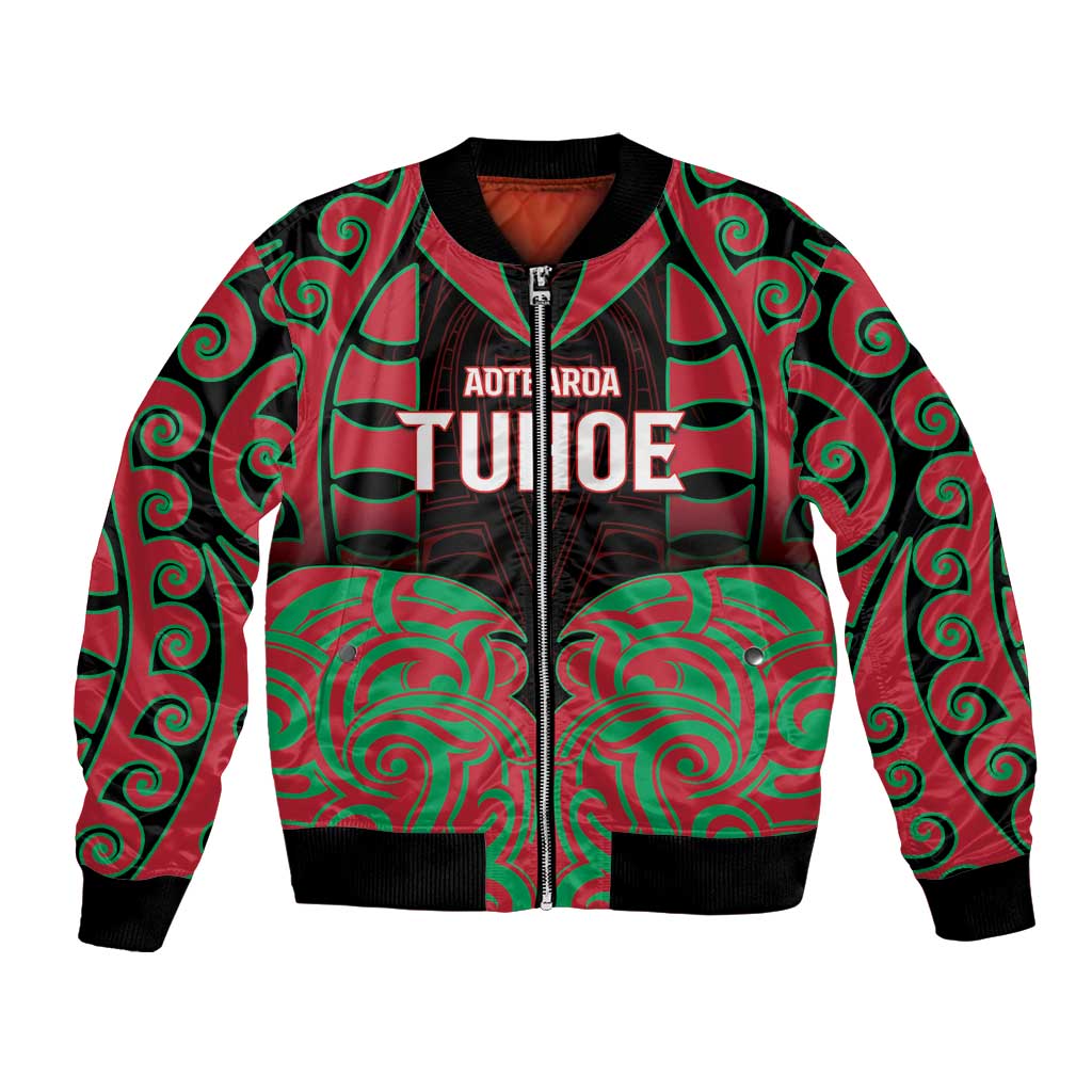 Custom Aotearoa Tuhoe Bomber Jacket Maori Pattern New Zealand DT05 Unisex Red - Polynesian Pride