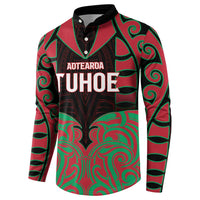 Custom Aotearoa Tuhoe Button Sweatshirt Maori Pattern New Zealand DT05 - Polynesian Pride