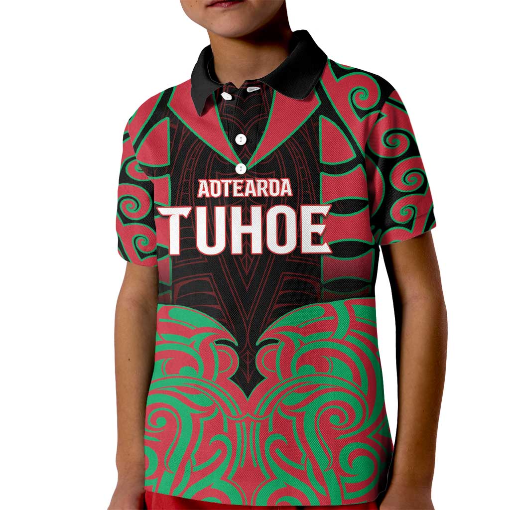 Custom Aotearoa Tuhoe Kid Polo Shirt Maori Pattern New Zealand DT05 Kid Red - Polynesian Pride