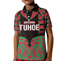 Custom Aotearoa Tuhoe Kid Polo Shirt Maori Pattern New Zealand DT05 Kid Red - Polynesian Pride