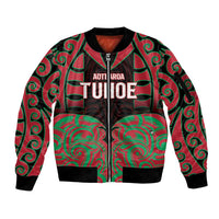 Custom Aotearoa Tuhoe Sleeve Zip Bomber Jacket Maori Pattern New Zealand DT05 Unisex Red - Polynesian Pride