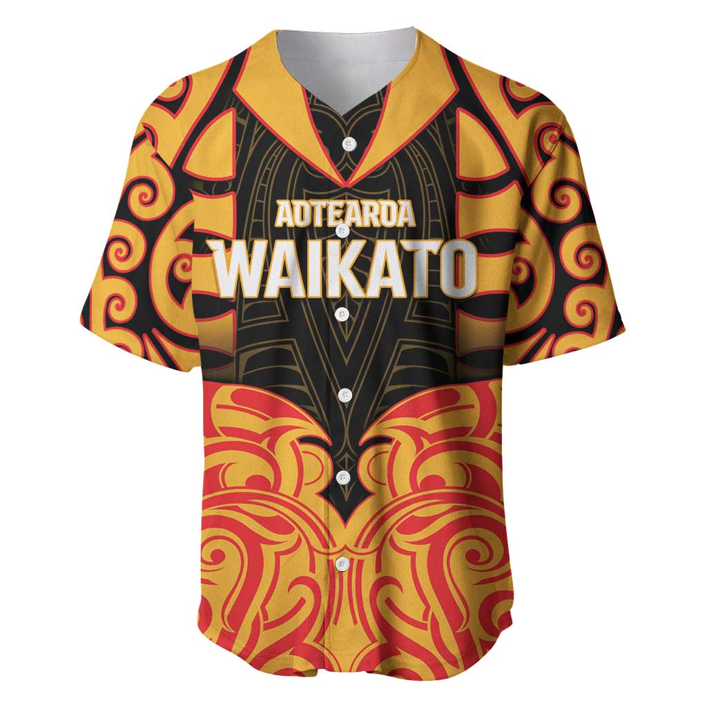 Custom Aotearoa Waikato Baseball Jersey Maori Pattern New Zealand DT05 Orange - Polynesian Pride