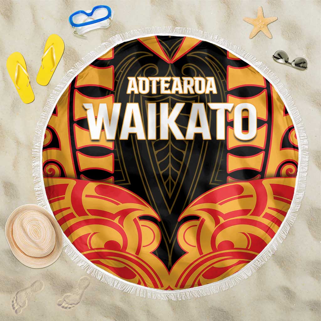 Aotearoa Waikato Beach Blanket Maori Pattern New Zealand DT05 One Size 150cm Orange - Polynesian Pride