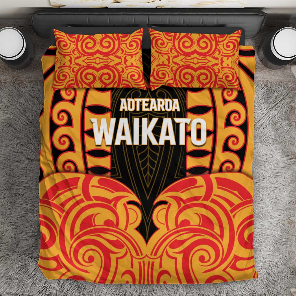 Aotearoa Waikato Bedding Set Maori Pattern New Zealand DT05 Orange - Polynesian Pride