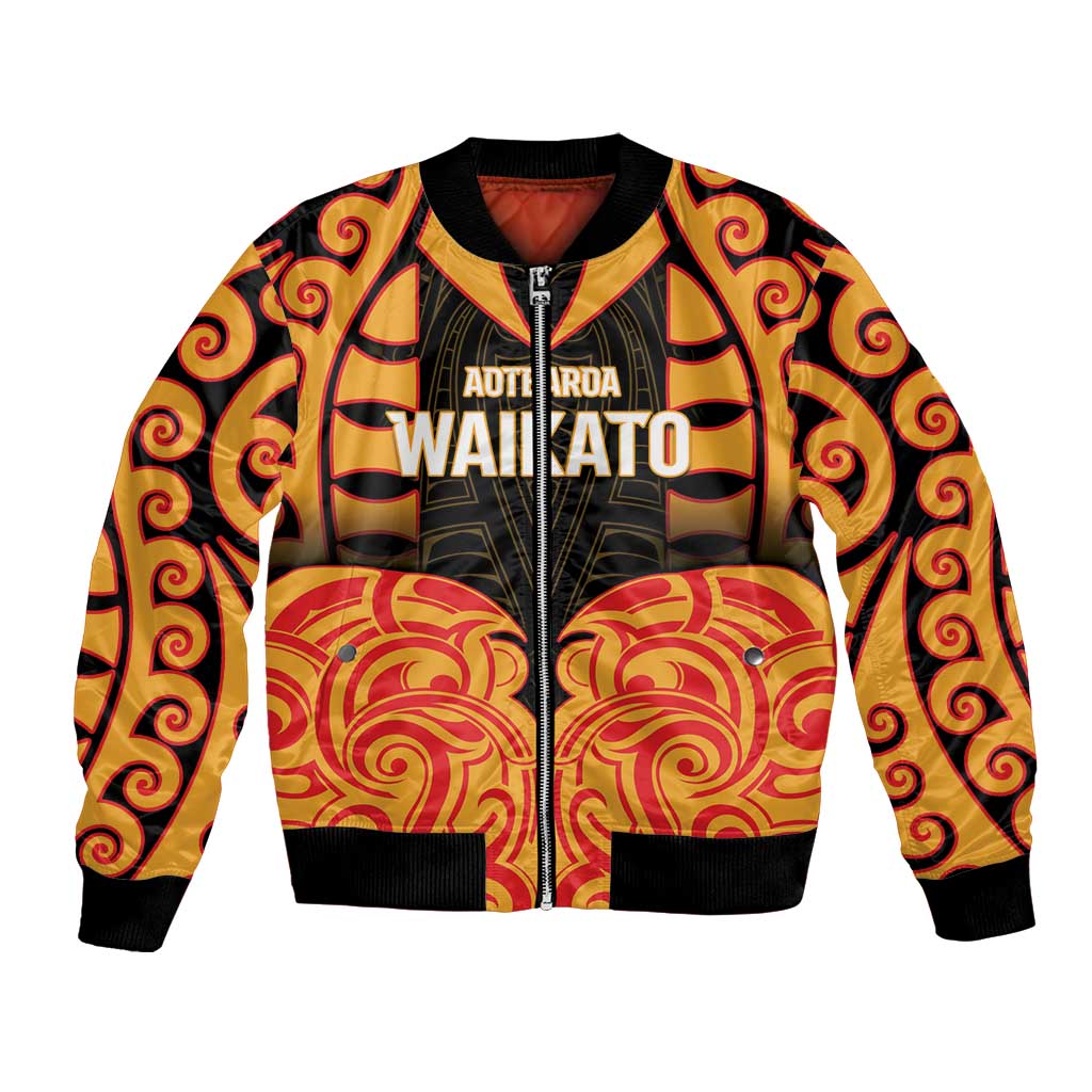 Custom Aotearoa Waikato Bomber Jacket Maori Pattern New Zealand DT05 Unisex Orange - Polynesian Pride
