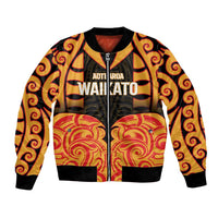 Custom Aotearoa Waikato Bomber Jacket Maori Pattern New Zealand DT05 Unisex Orange - Polynesian Pride