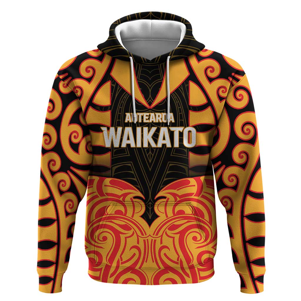 Custom Aotearoa Waikato Hoodie Maori Pattern New Zealand DT05 Pullover Hoodie Orange - Polynesian Pride