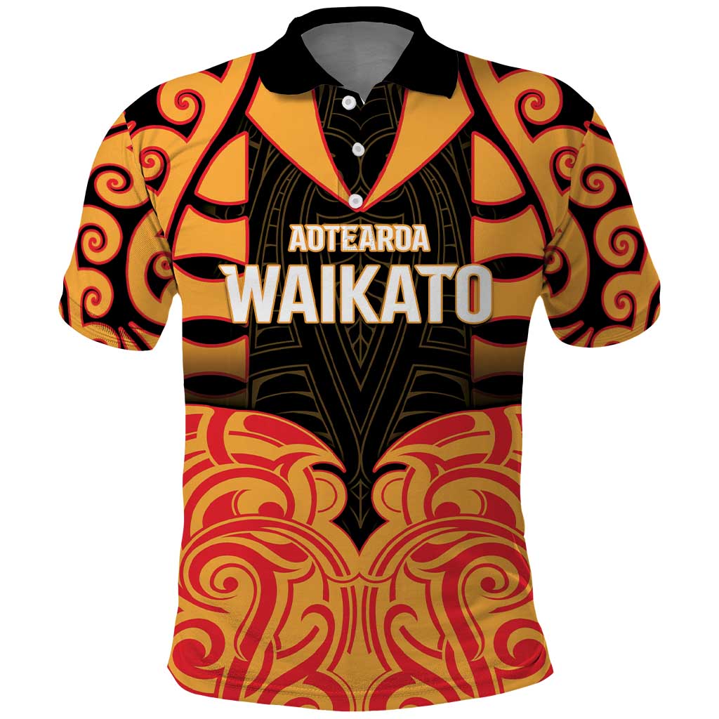 Custom Aotearoa Waikato Polo Shirt Maori Pattern New Zealand DT05 Orange - Polynesian Pride