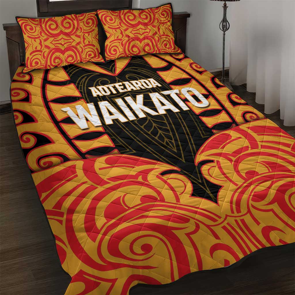 Aotearoa Waikato Quilt Bed Set Maori Pattern New Zealand DT05 Orange - Polynesian Pride