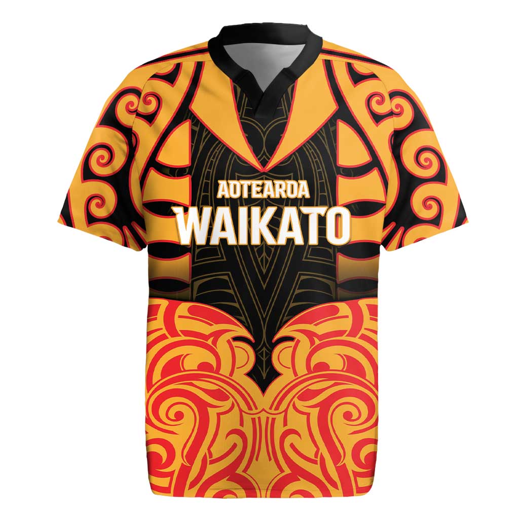 Custom Aotearoa Waikato Rugby Jersey Maori Pattern New Zealand DT05 Orange - Polynesian Pride