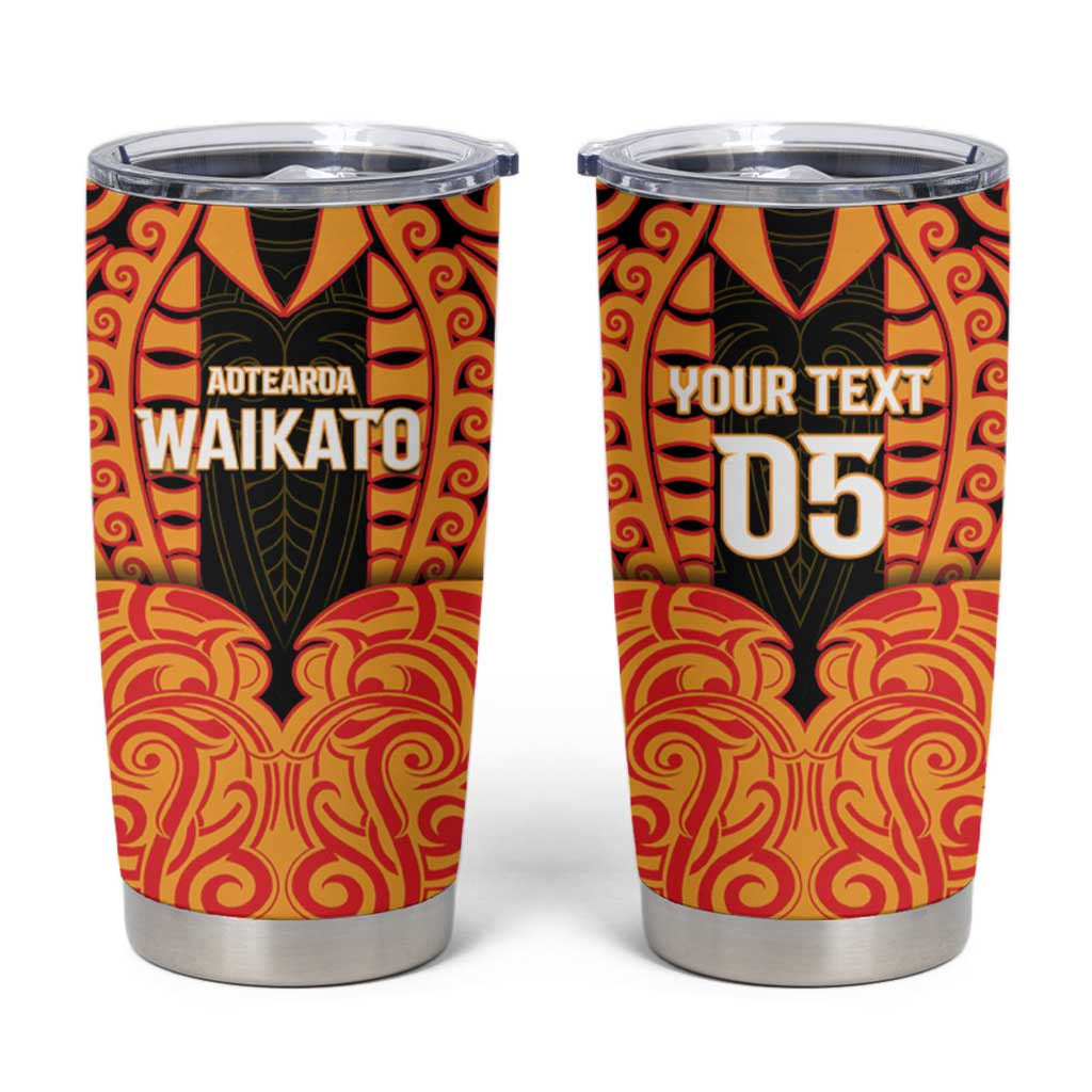 Custom Aotearoa Waikato Tumbler Cup Maori Pattern New Zealand DT05 Orange - Polynesian Pride