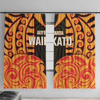Aotearoa Waikato Window Curtain Maori Pattern New Zealand DT05 With Hooks Orange - Polynesian Pride