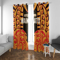 Aotearoa Waikato Window Curtain Maori Pattern New Zealand DT05 With Grommets Orange - Polynesian Pride