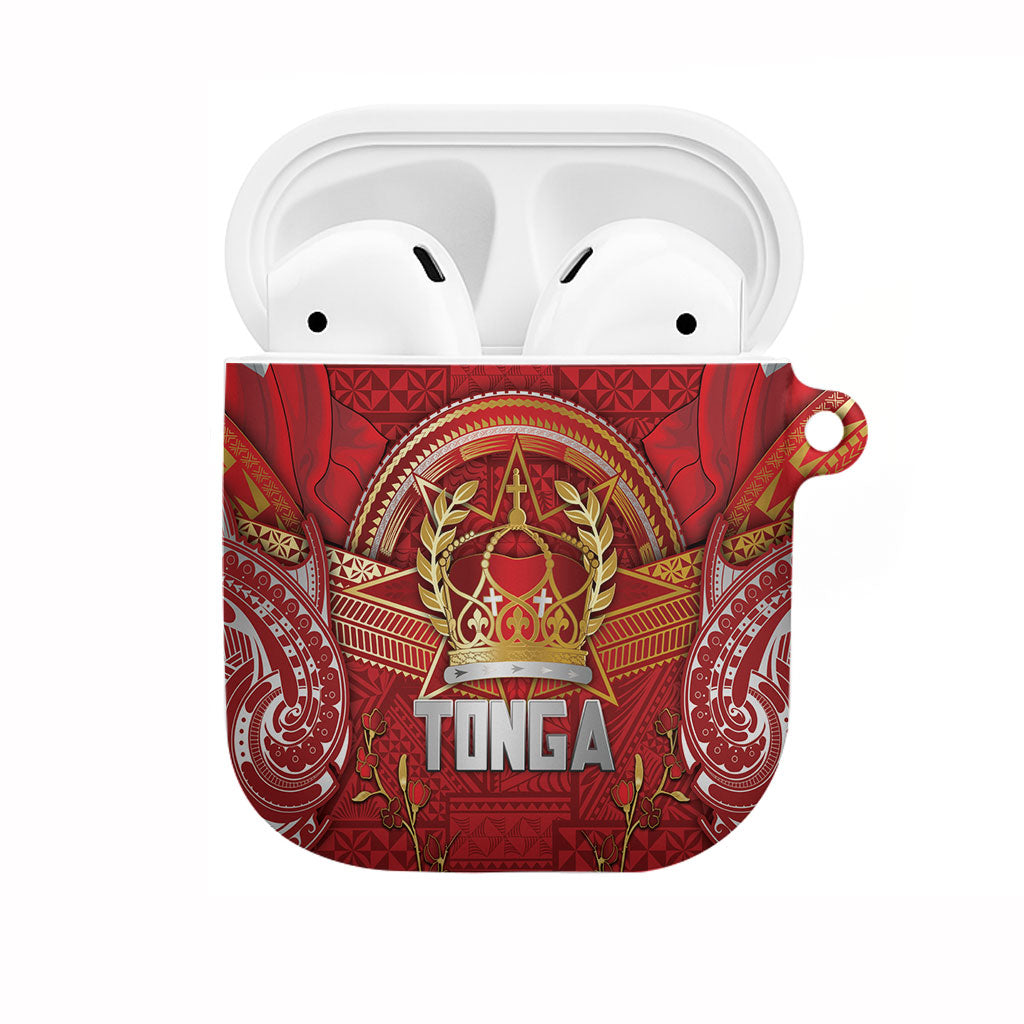 Tonga King's Birthday AirPods Case Gold Royal Crown Tribal Patterns DT05 Red - Polynesian Pride