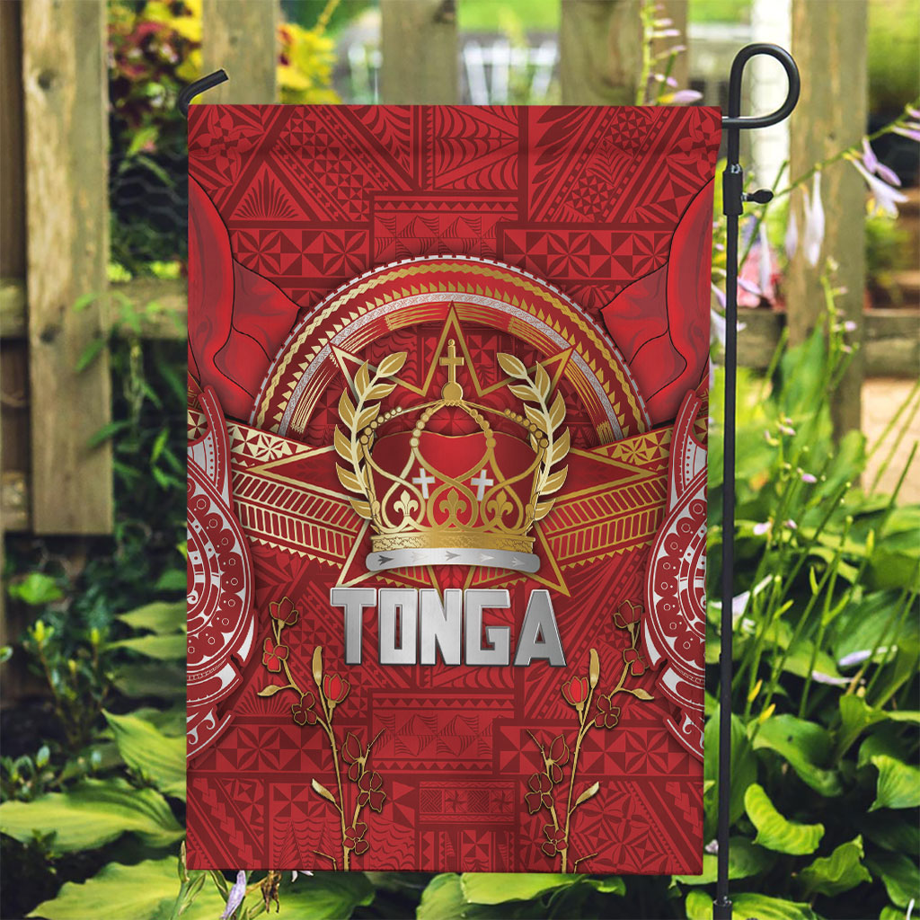 Tonga King's Birthday Garden Flag Gold Royal Crown Tribal Patterns DT05 Garden Flag Red - Polynesian Pride