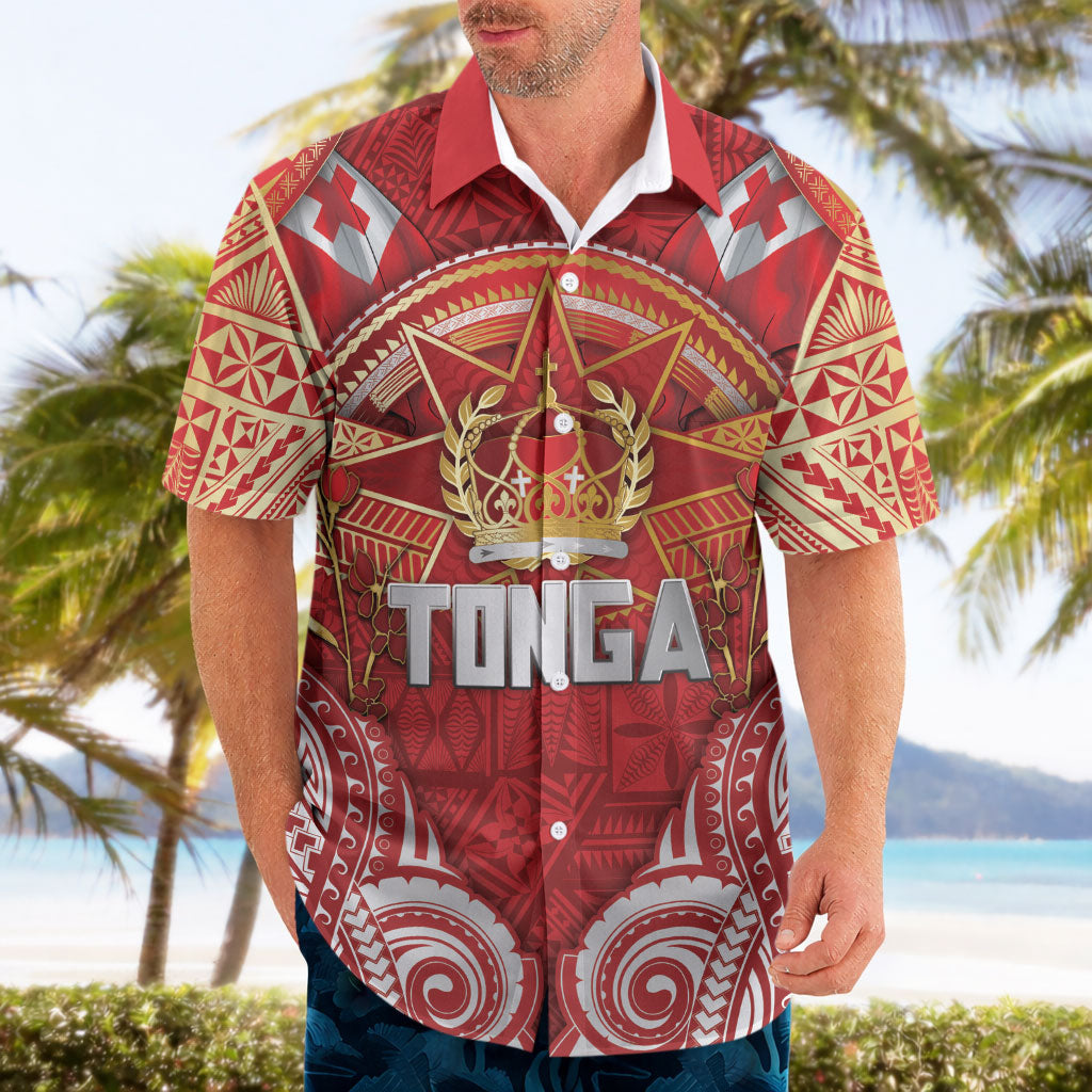 Tonga King's Birthday Hawaiian Shirt Gold Royal Crown Tribal Patterns DT05 - Polynesian Pride