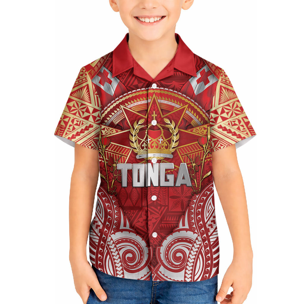 Tonga King's Birthday Hawaiian Shirt Gold Royal Crown Tribal Patterns DT05 - Polynesian Pride