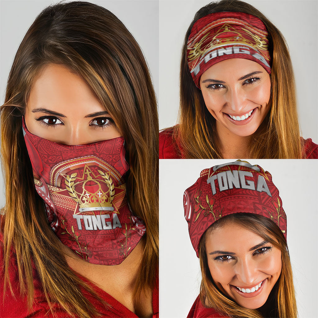 Tonga King's Birthday Neck Gaiter Gold Royal Crown Tribal Patterns DT05 - Polynesian Pride